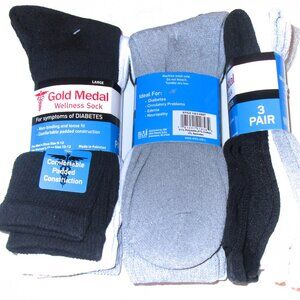 12 Pairs Mens Soft Cotton Blend Diabetic Assorted Colors Crew Socks